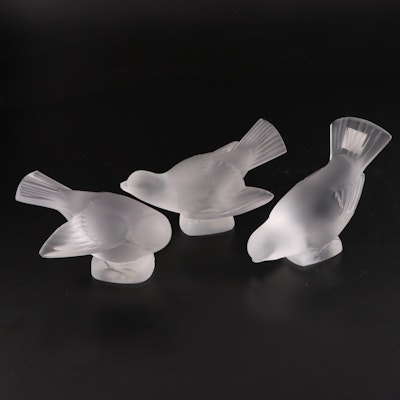 Lalique "Moineau Timide", "Moineau Cocquet" and Other Crystal Bird Figurines