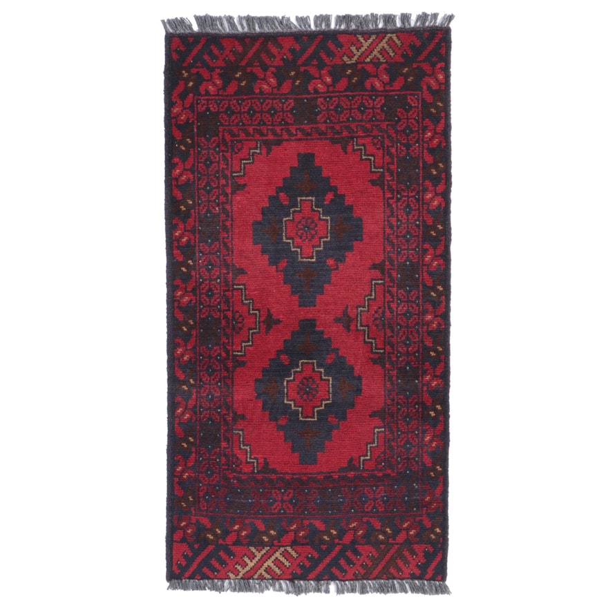 1'9 x 3'6 Hand-Knotted Afghan Baluch Accent Rug