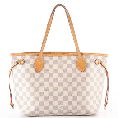 Louis Vuitton Neverfull PM in Damier Azur Canvas and Vachetta Leather