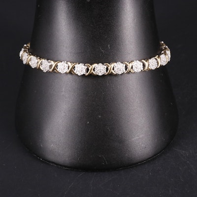 Sterling 0.11 CTW Diamond Flower Bracelet