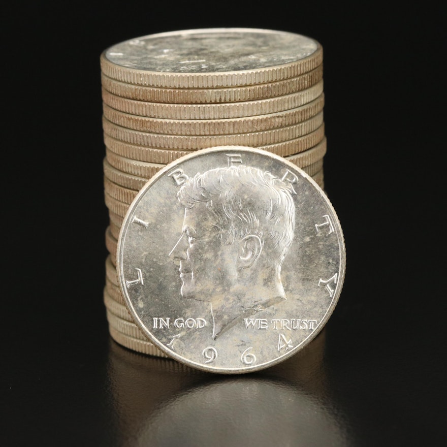 Twenty Uncirculated 1964-D JFK Silver Half Dollars
