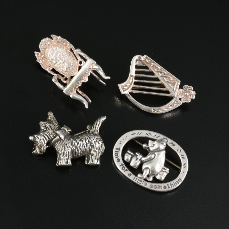 800 Silver and Sterling Brooches Featuring Winnie the Pooh