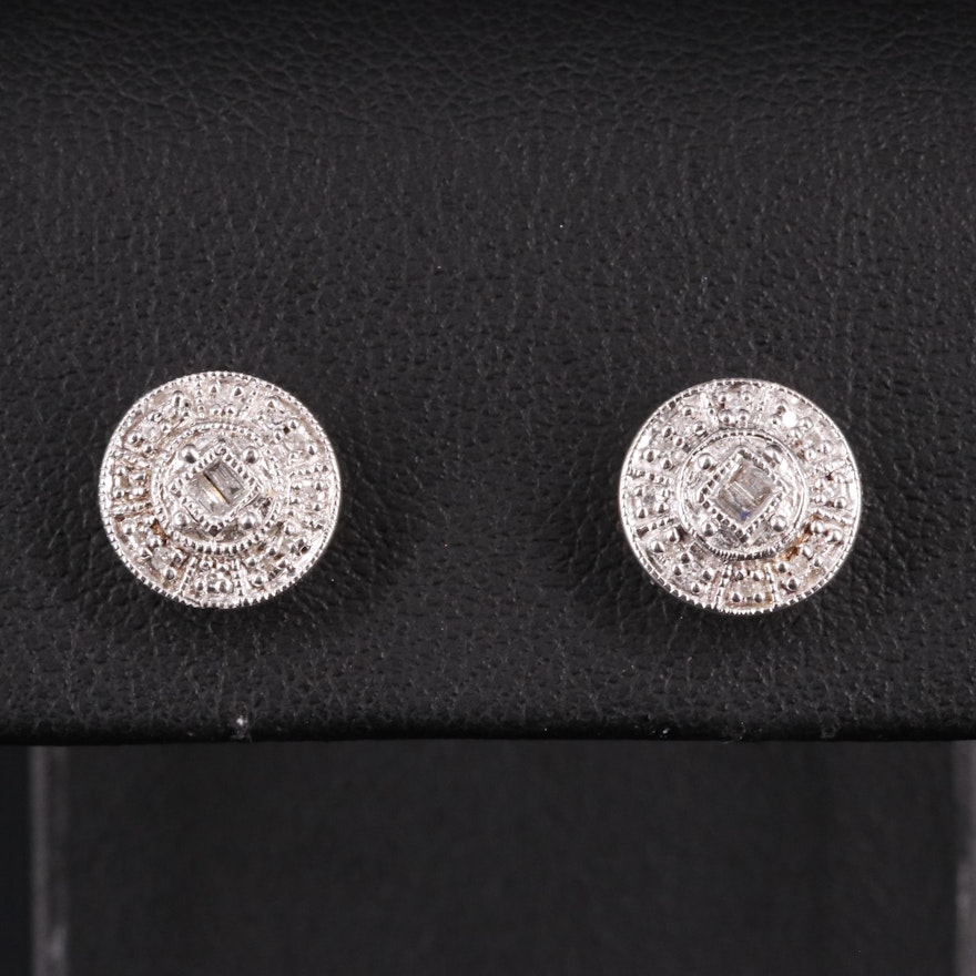 Sterling 0.11 CTW Diamond Stud Earrings