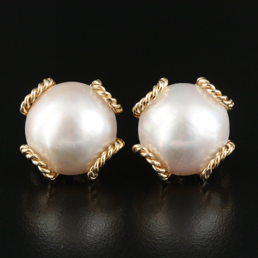 14K 20.25 MM Mabé Pearl Earrings