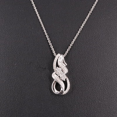 Sterling 0.26 CTW Diamond Pendant on Cable Chain