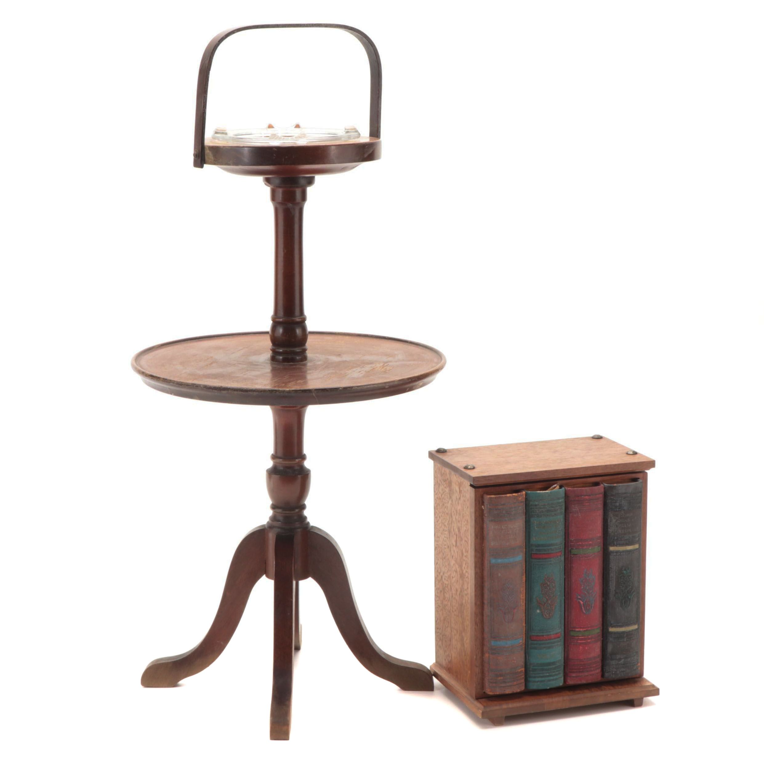 Wooden Bookshelf Cave a Liqueur with Duncan Phyfe Style Tiered Ash ...