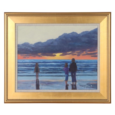 Jay Wilford Oil Painting of Beach Sunset "Healing," 21st Century