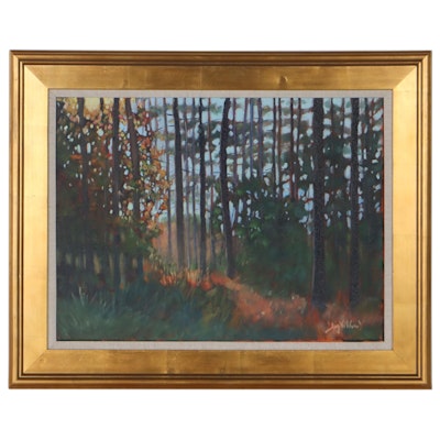 Jay Wilford Oil Painting of Forest Landscape "Forest Dawn," 21st Century
