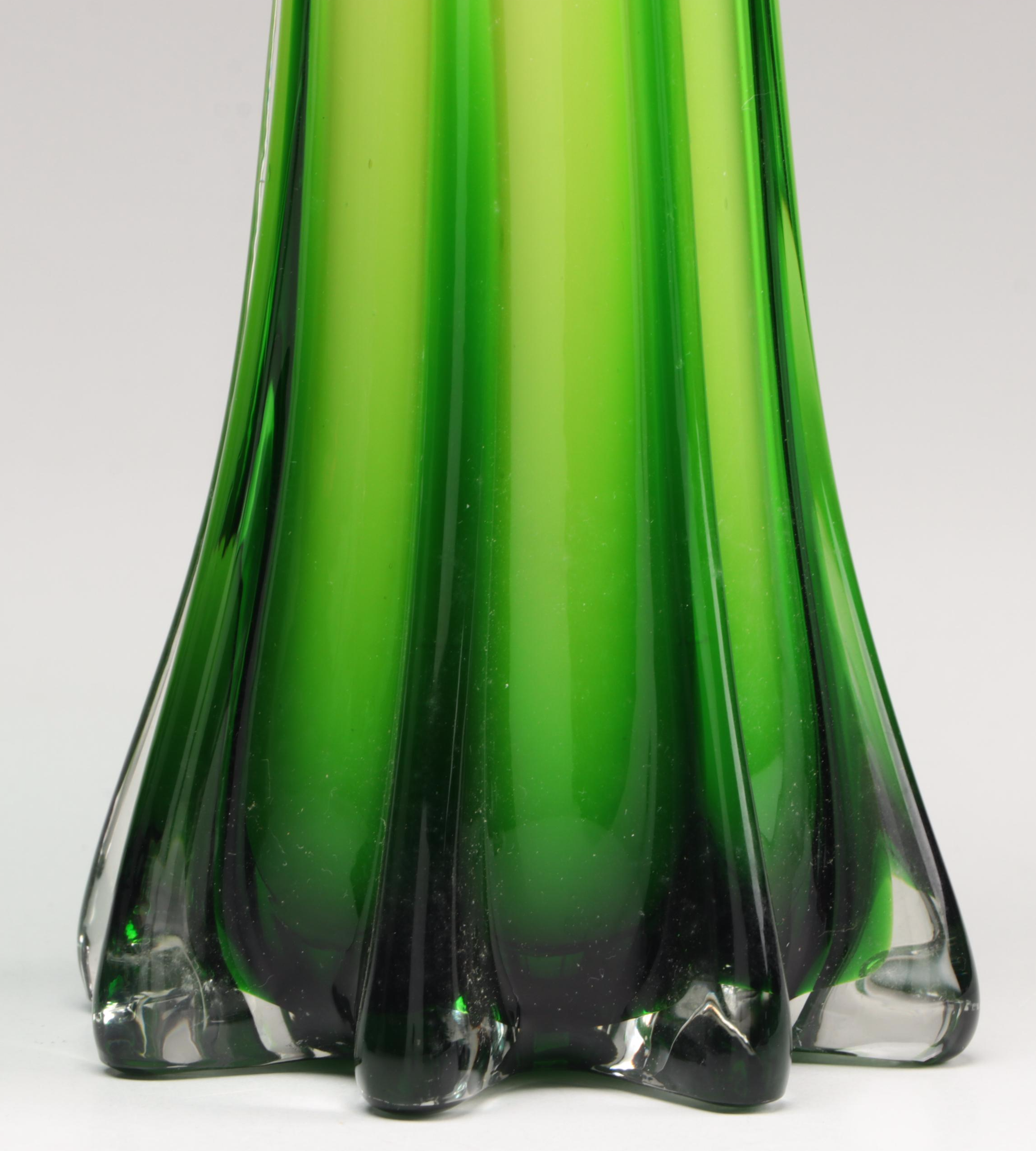 Joe Deanda and Other Art Glass JackinthePulpit Vases with Green