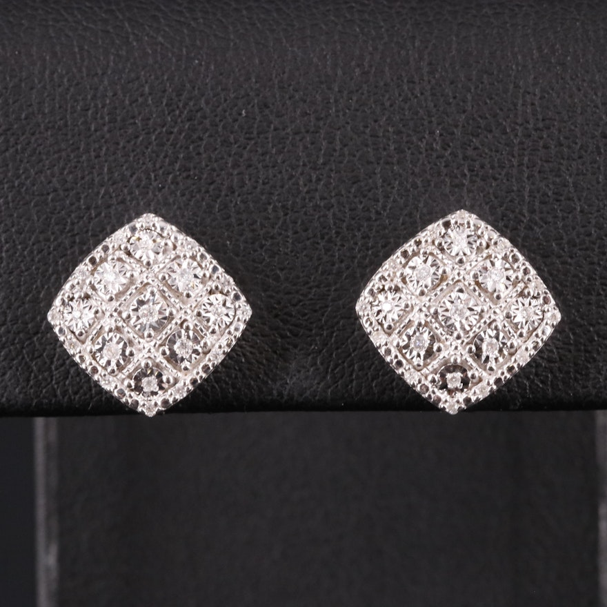 Sterling 0.15 CTW Diamond Stud Earrings