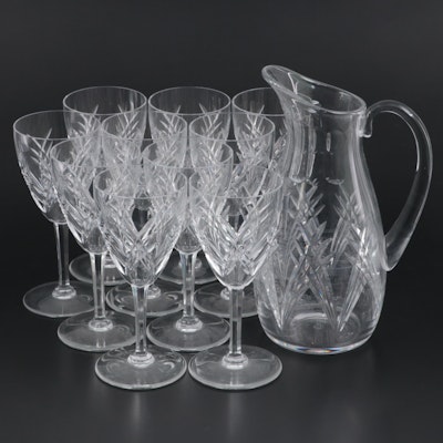 Baccarat "Auvergne Perigold" Crystal Water Goblets and Pitcher