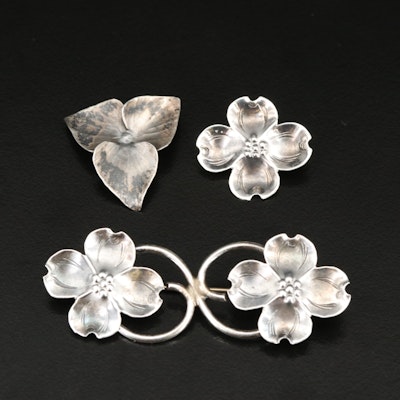 Stuart Nye Dogwood Blossom Featured in Sterling Brooches