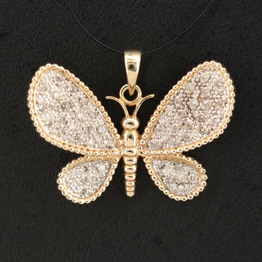 14K 0.25 CTW Diamond Butterfly Pendant
