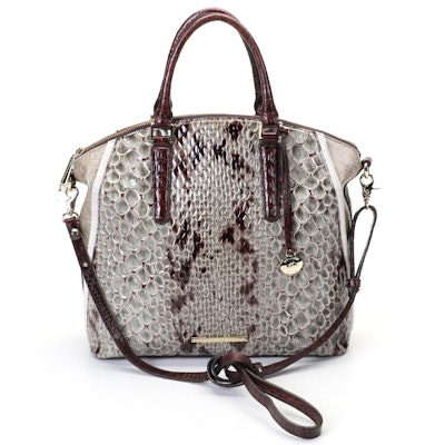 Brahmin Handbag in Croc-Embossed Leather with Detachable Shoulder Strap