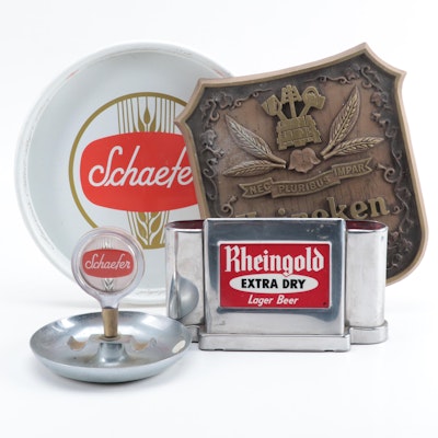 Schaefer, Heineken and Rheingold Beer Advertising Tray, Ashtray and More