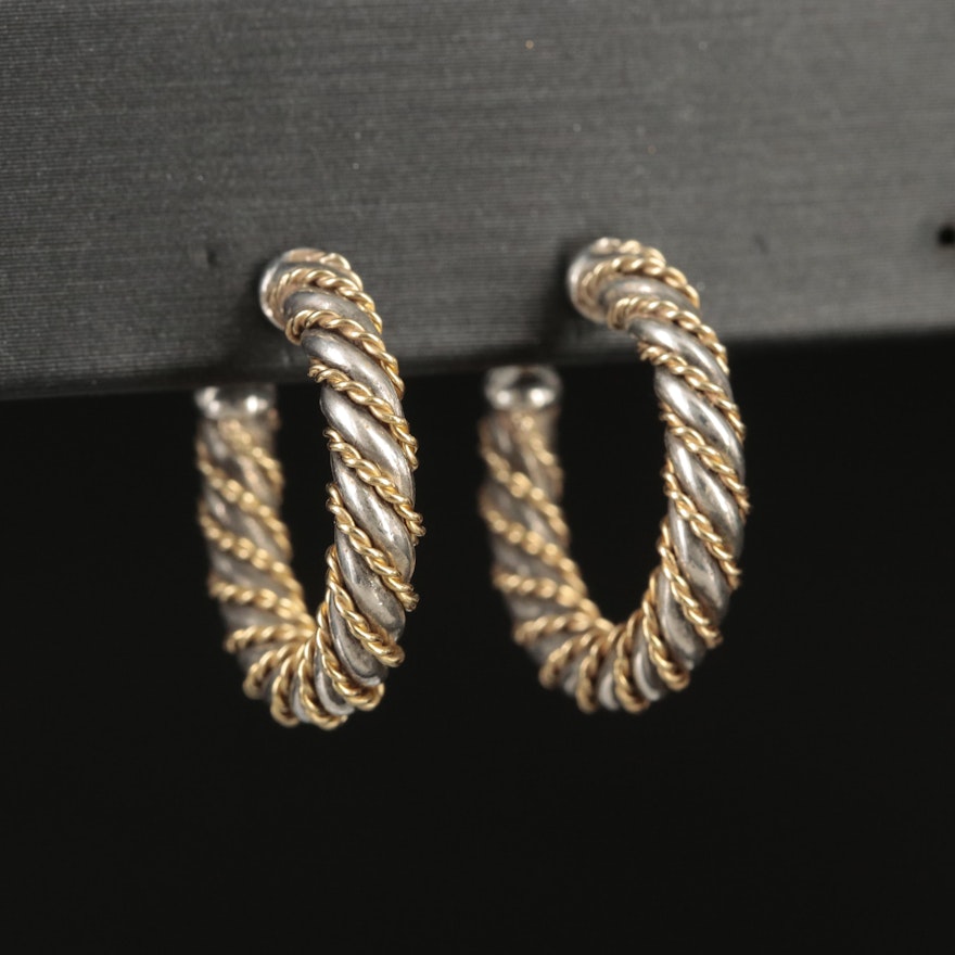 Tiffany & Co. Sterling with 18K Accent Twist Hoop Earrings