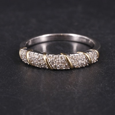 Sterling Silver Two-Tone 0.26 CTW Diamond Two-Row Band Ring with
