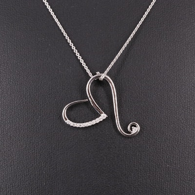 Sterling 0.11 CTW Diamond Heart Pendant on Cable Chain