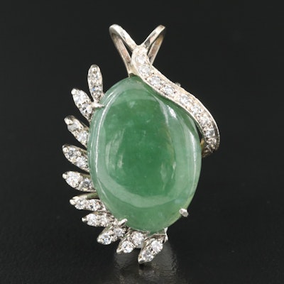 Vintage 14K Jadeite and Diamond Pendant