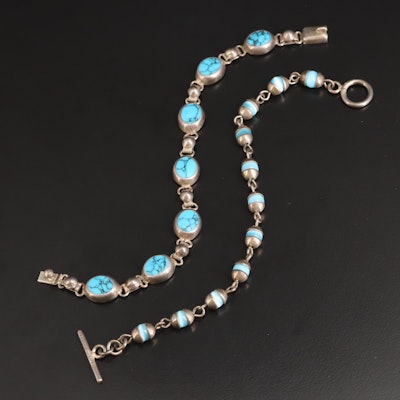 Sterling Glass and Faux Turquoise Bracelets