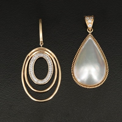 Pairing of 14K Pendants with Pearl and Diamonds