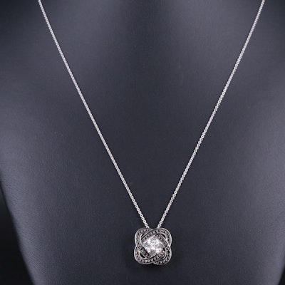 Sterling 0.01 CTW Diamond Knot Pendant on Cable Chain