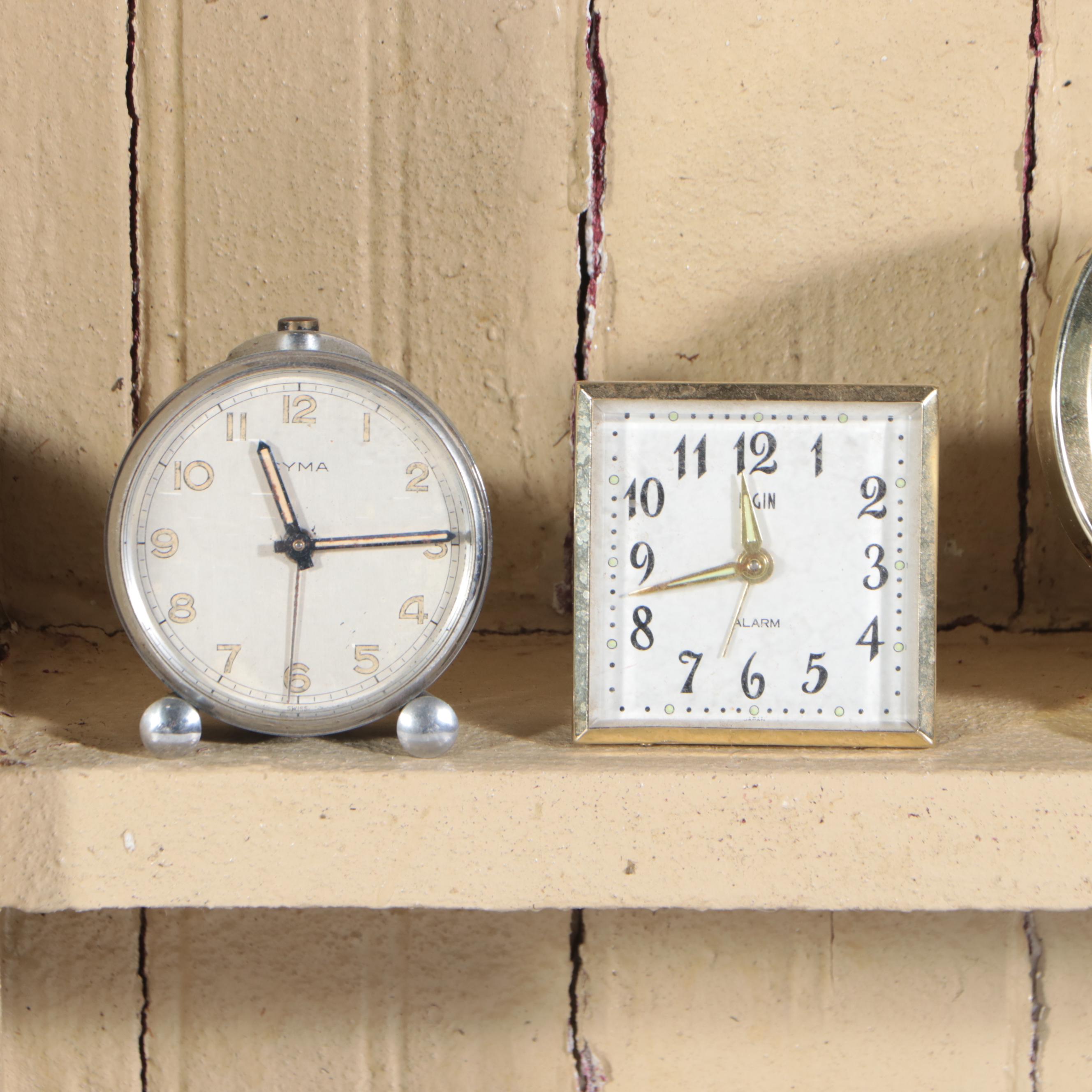 Painted Wood Wall Shelf with Clock Collection and More EBTH