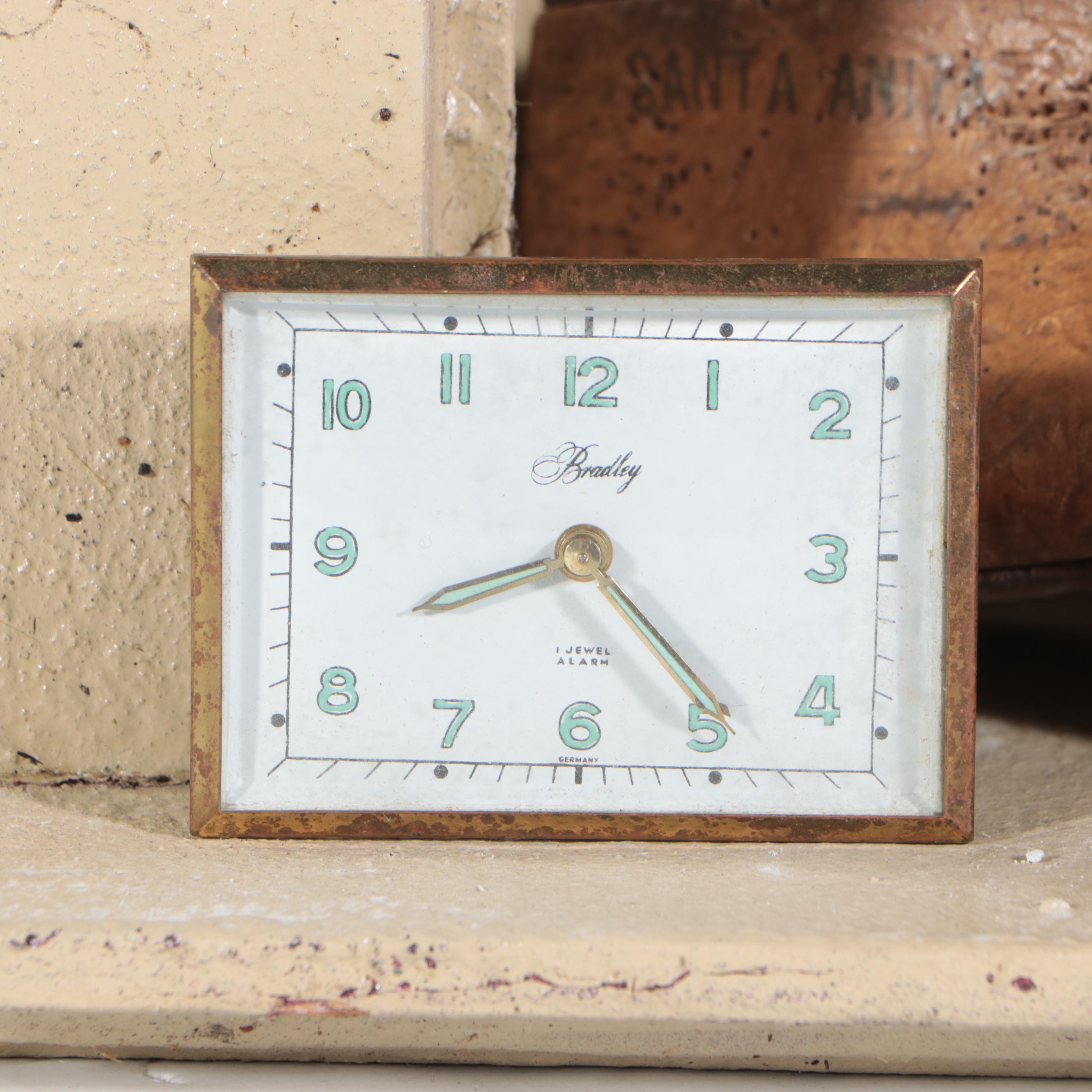 Painted Wood Wall Shelf with Clock Collection and More EBTH