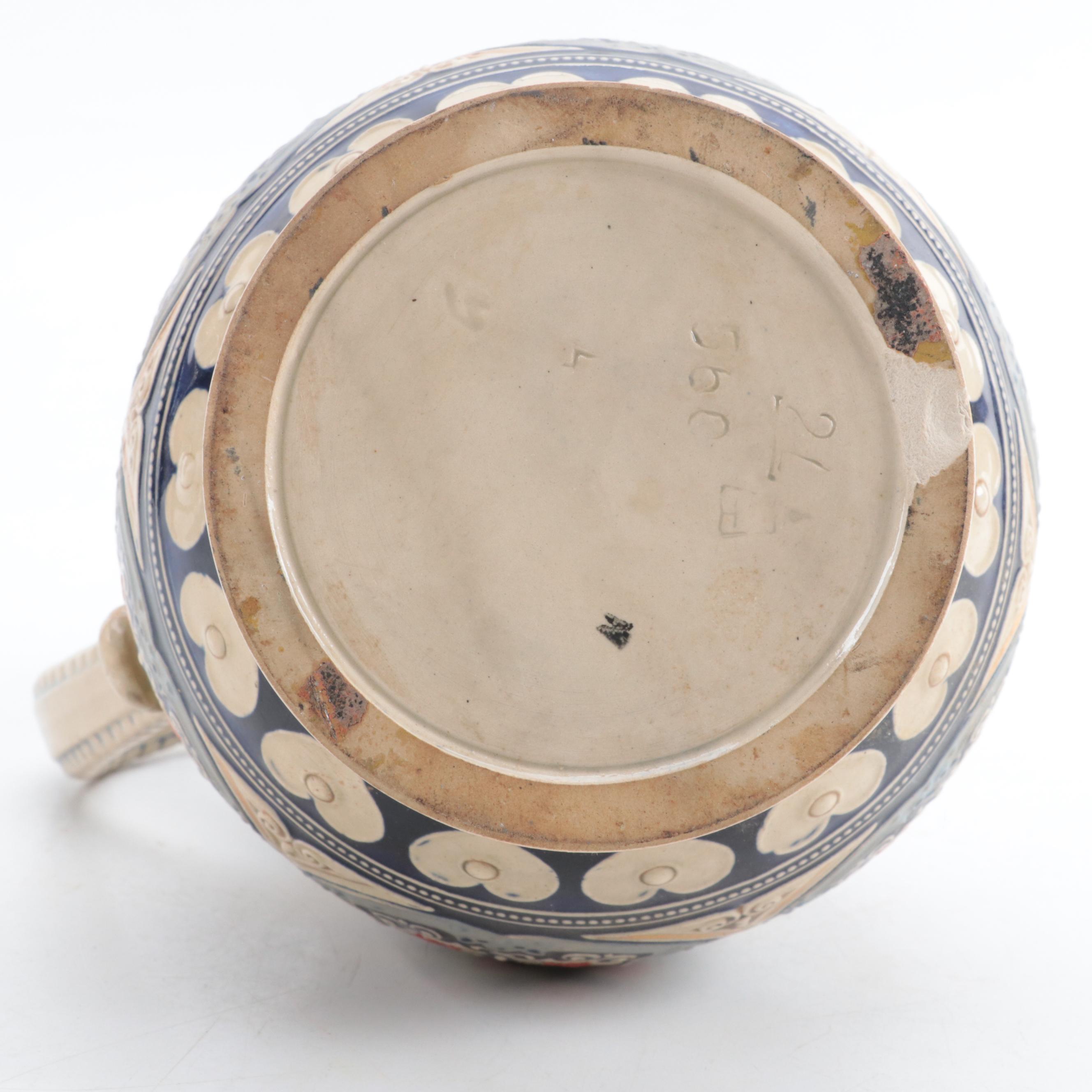 Marzi & Remy Hearts and Hexagon Scrollwork Stoneware Pitcher with ...