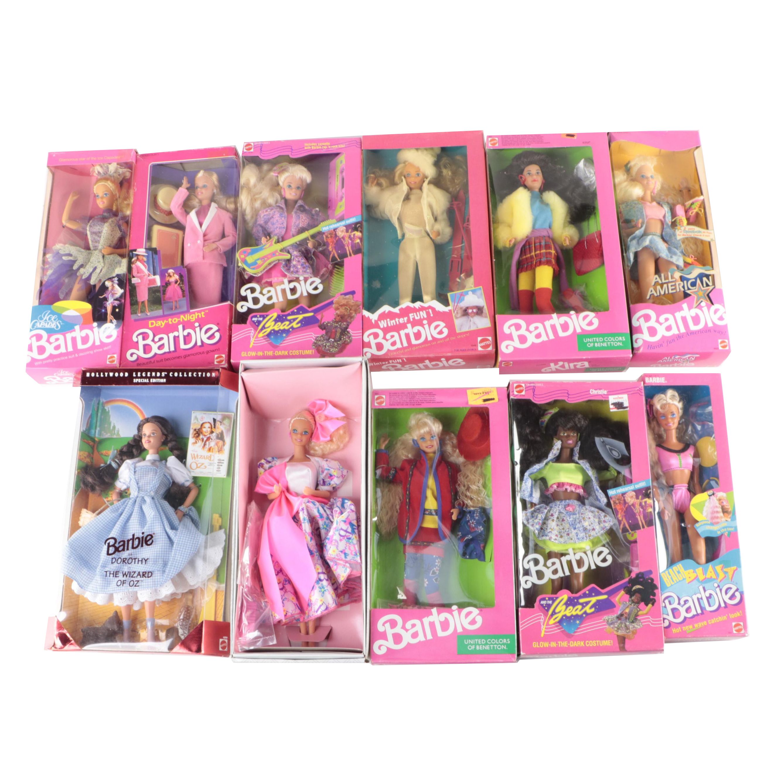 Mattel Barbie Dolls Including Special Edition Wizard of Oz, All
