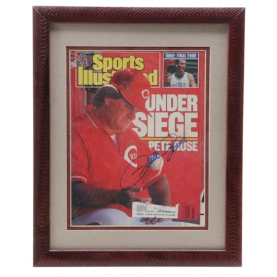 1989 Sports Illustrated Cincinnati Reds Pete Rose Signed Framed Magazine
