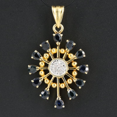 14K Diamond and Sapphire Pendant
