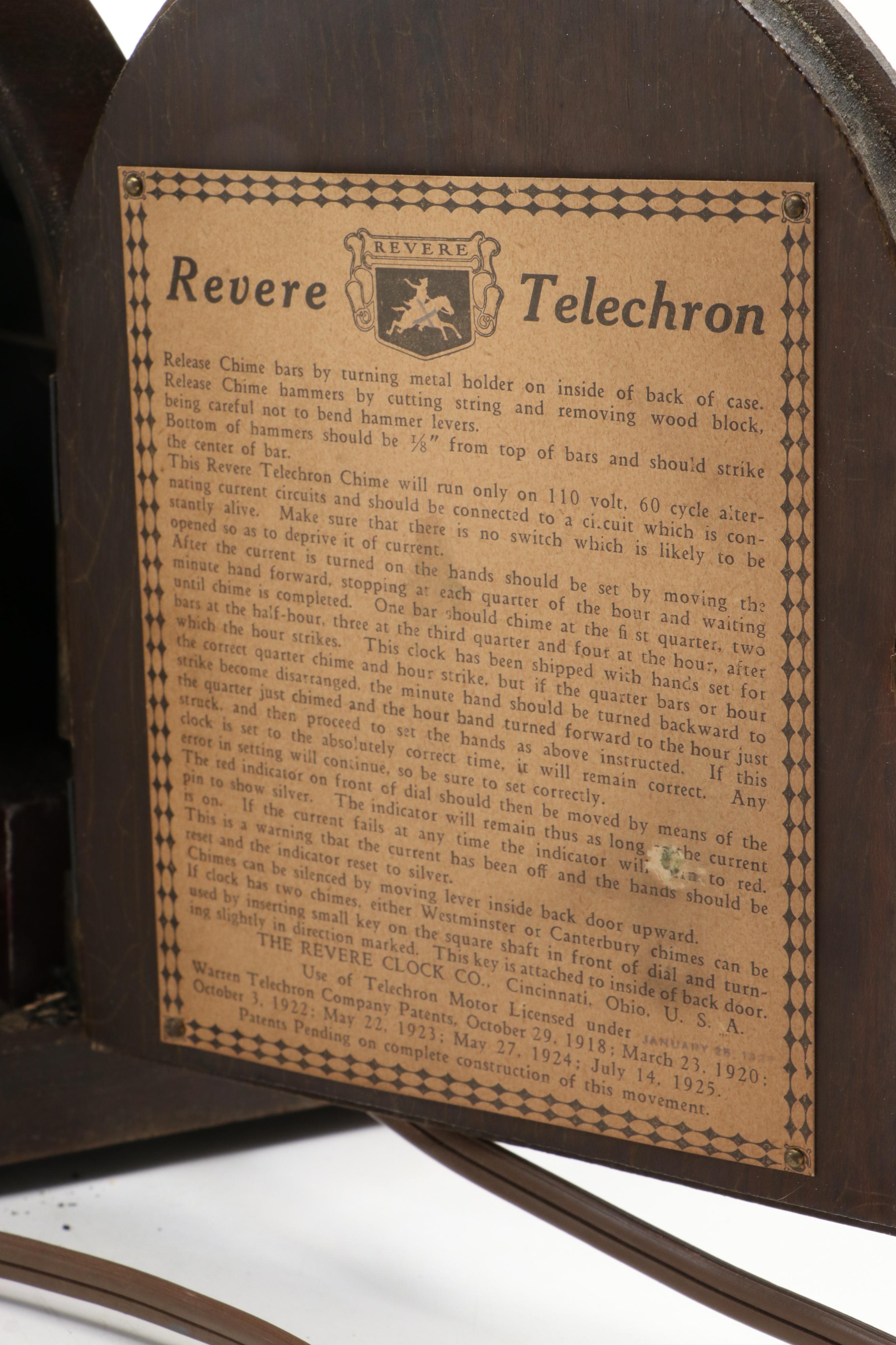 Revere Clock Company Wood Tambour Mantel Clock, Early 20th Century EBTH