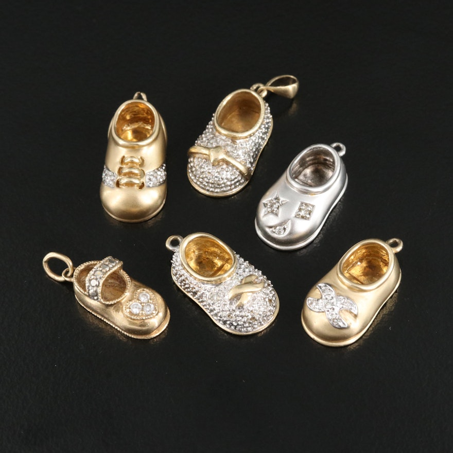 14K Diamond and Cubic Zirconia Shoe and Booties Charms