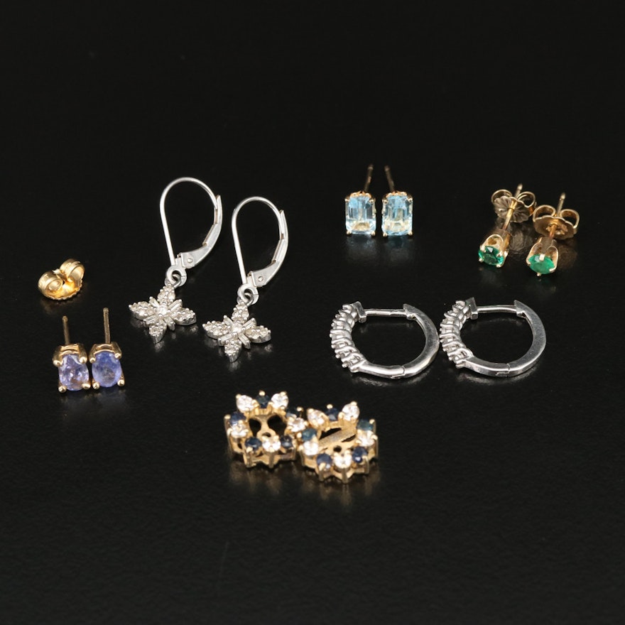 10K and 14K Topaz, Tanzanite, Sapphire and Diamond Earrings and Earring Jackets