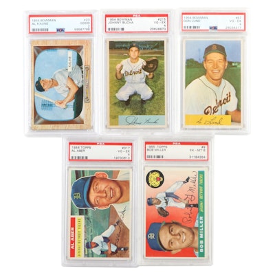 Bowman, Topps Detroit Tigers Graded Baseball Cards With Kaline, More, 1950s