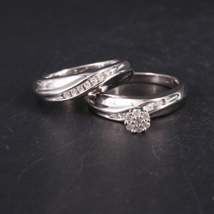 Sterling Silver 0.21 CTW Diamond Ring Set