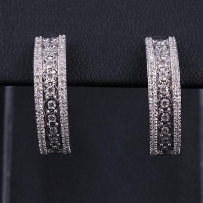 Sterling 0.51 CTW Diamond Hoop Earrings