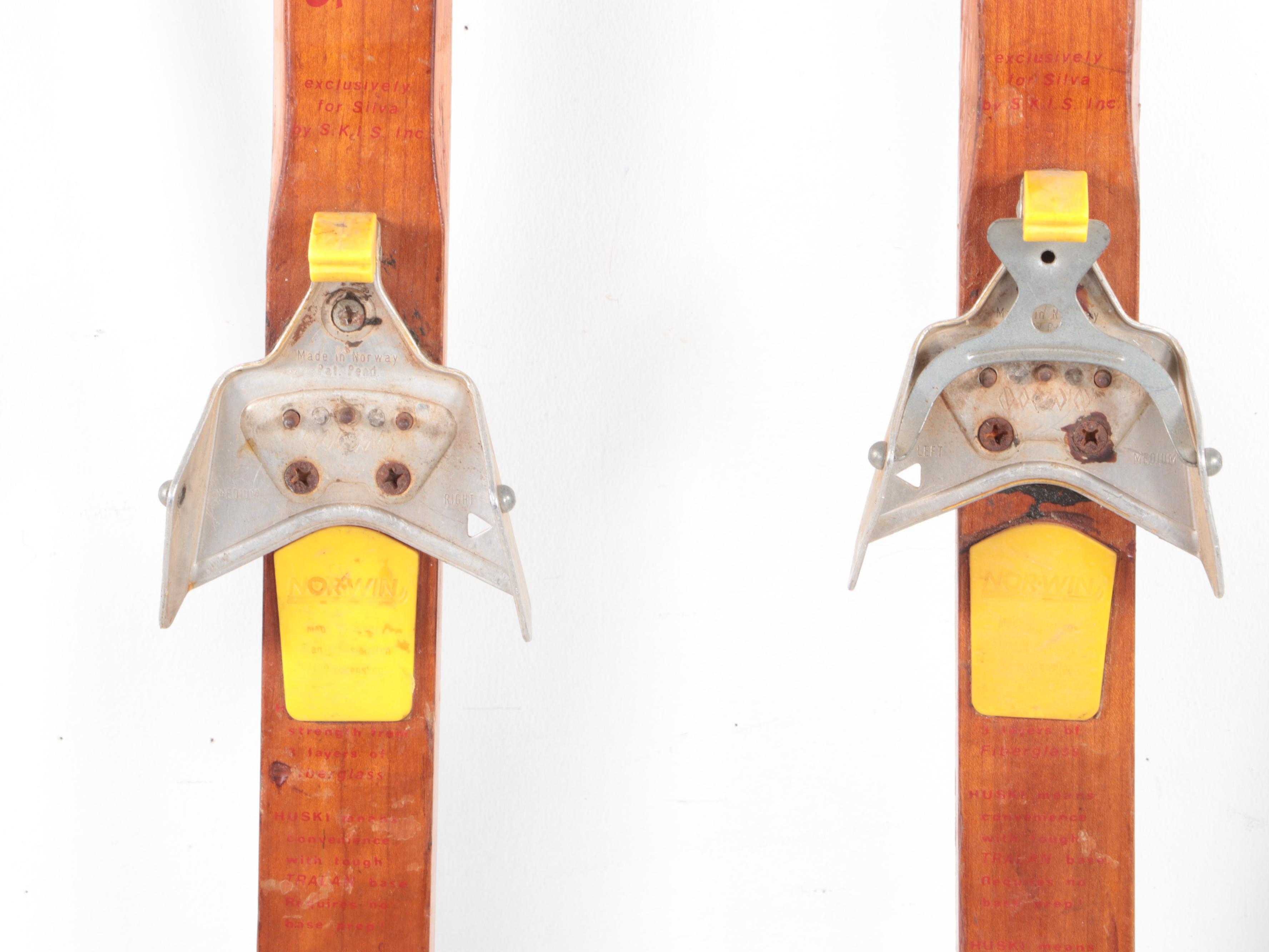 Huski Wooden Cross Country Skis with Poles EBTH