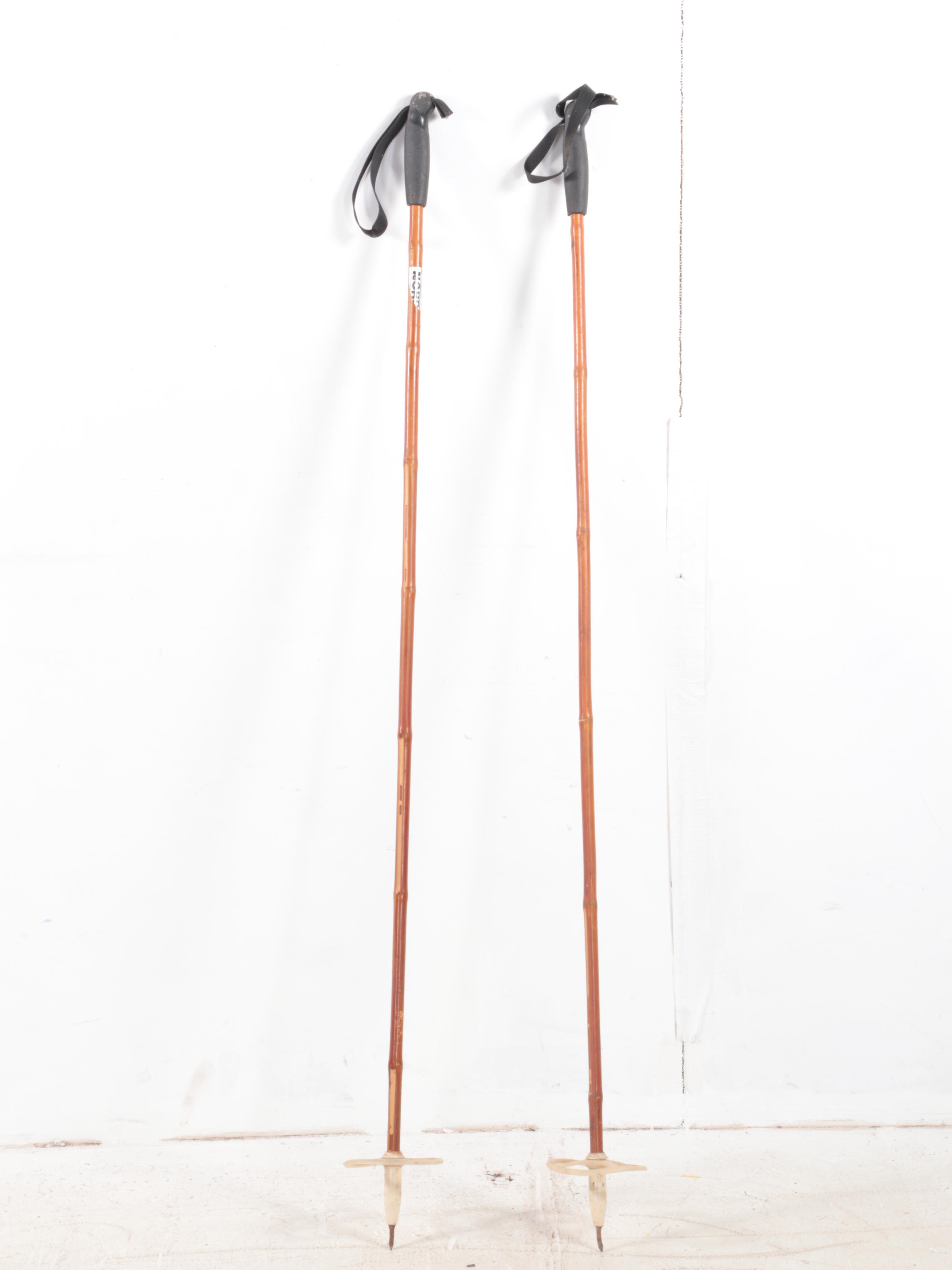 Huski Wooden Cross Country Skis with Poles EBTH