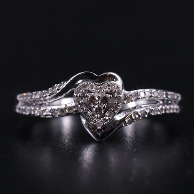 Sterling Silver 0.17 CTW Diamond Heart Ring