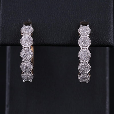 Gilt Sterling 0.51 CTW Diamond Hoop Earrings