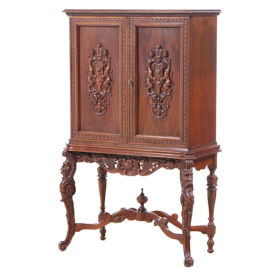 American Renaissance Revival Carved Walnut China Cabinet, Early 20th Century