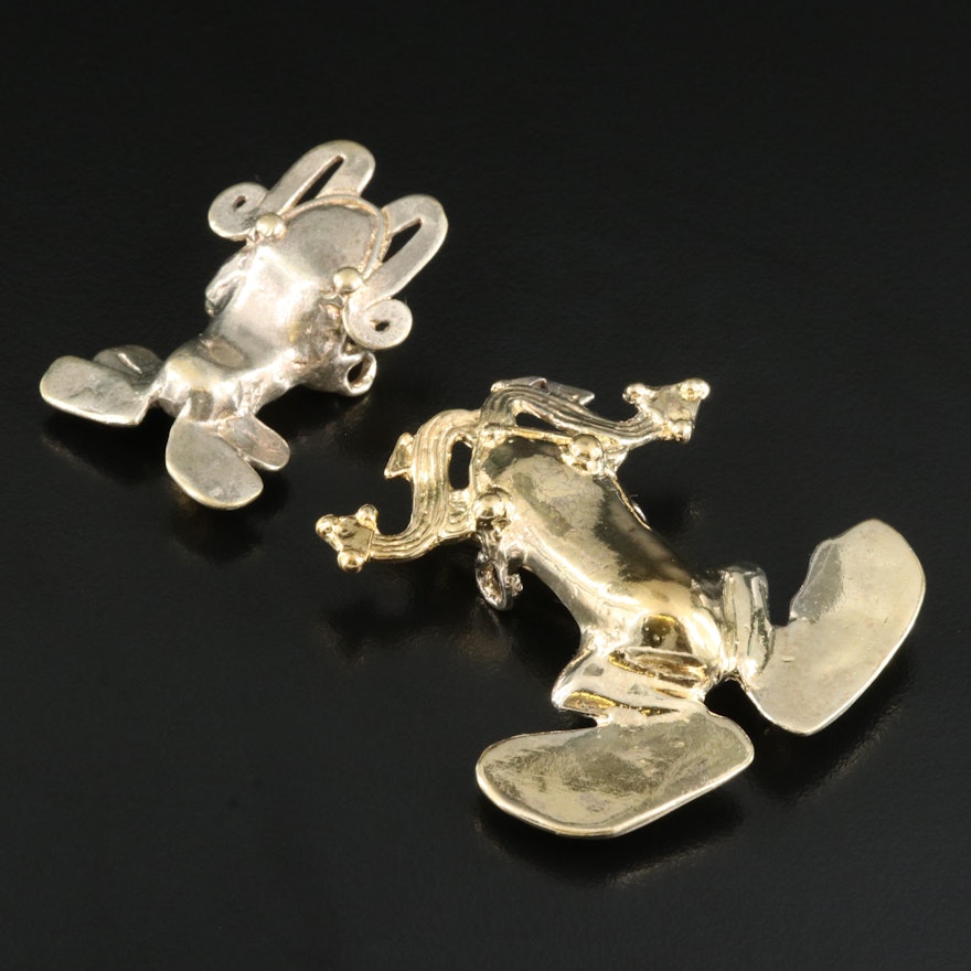 Sterling Frog Brooches