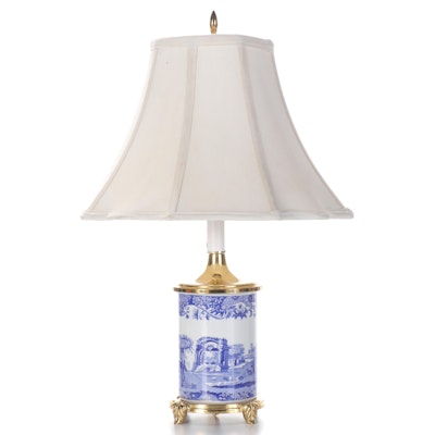 Spode Blue and White Italian China Vase Lamp