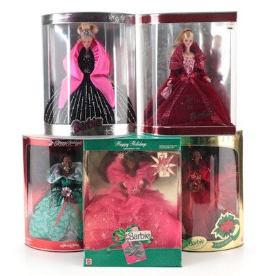 Mattel Happy Holidays and Holiday Celebration Special Edition Barbies