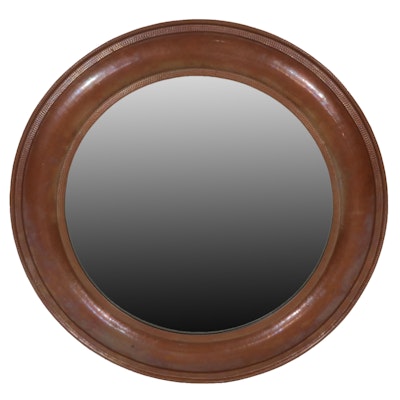 Round Hammered Copper Wall Mirror, 21st Century