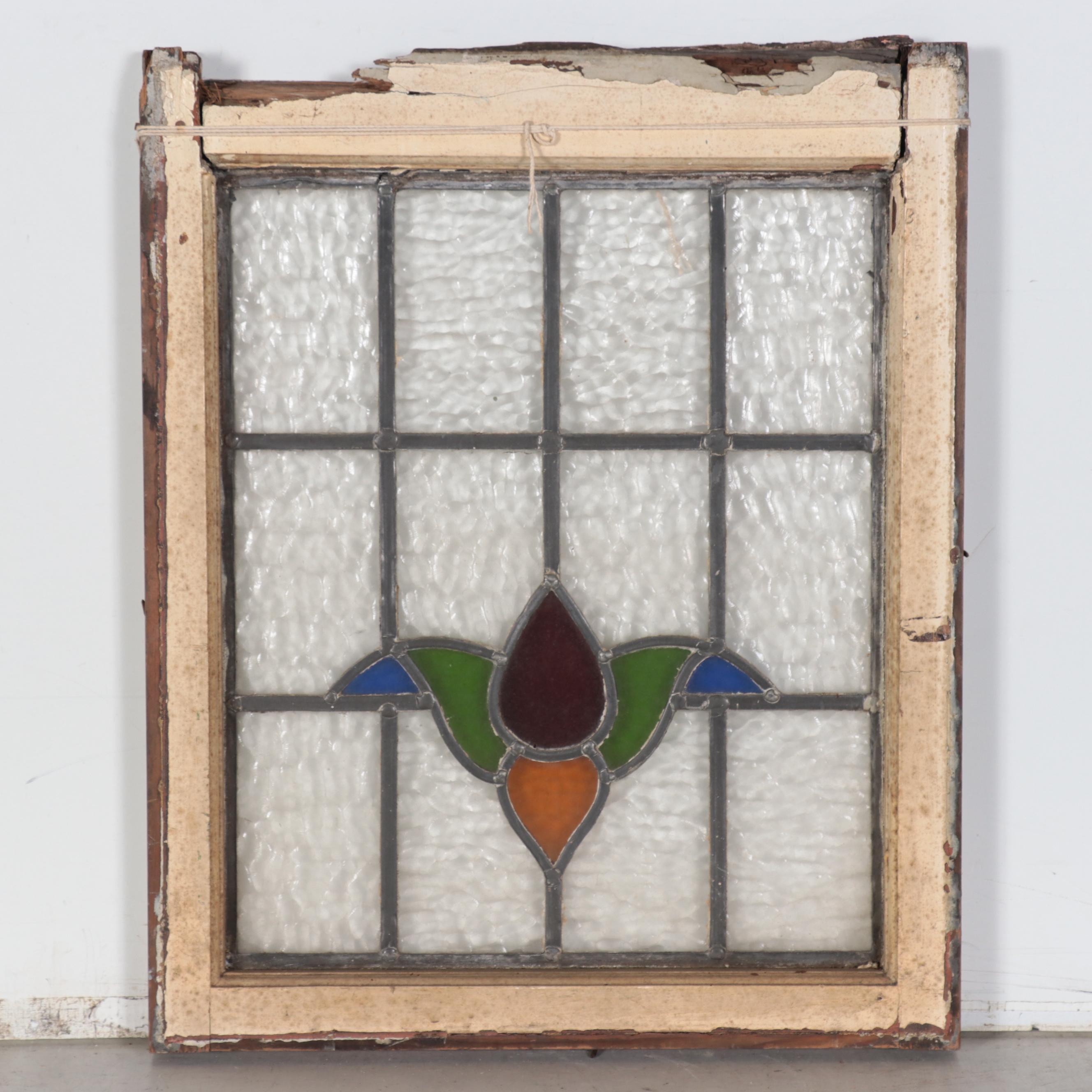 Floral Stained Glass Window Pane EBTH