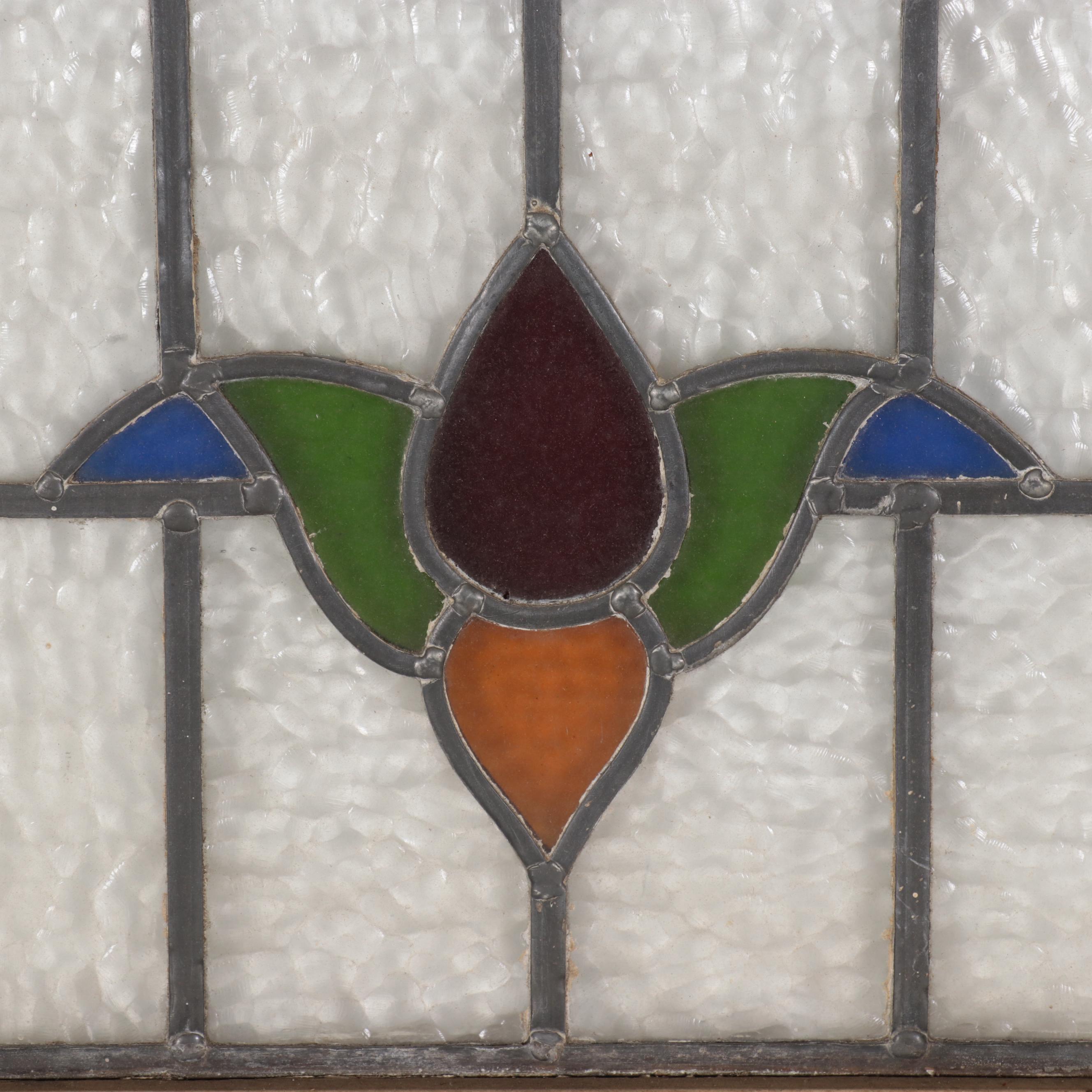 Floral Stained Glass Window Pane EBTH