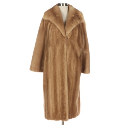 Richard-Donald Corded Mink Coat with Large Spread Collar